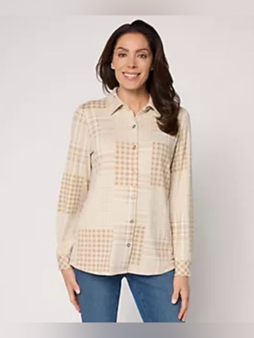Denim & Co. Regular Heavenly Jersey Printed Tunic Women’s 1X SOFT & STRETCHY
